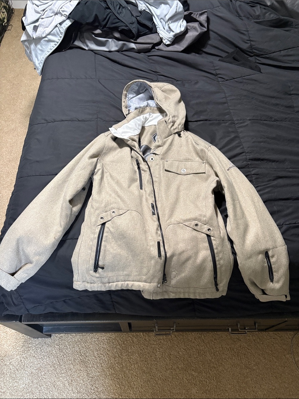 Light Beige Hooded snowboard Jacket